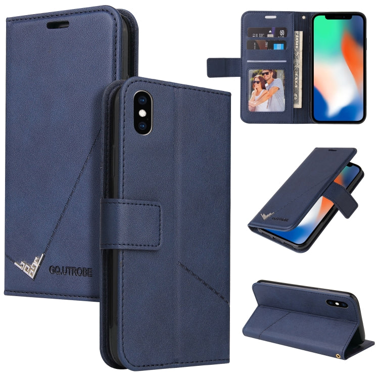 For iPhone X / XS GQUTROBE Right Angle Leather Phone Case(Blue) - HoMEdemic™ 
