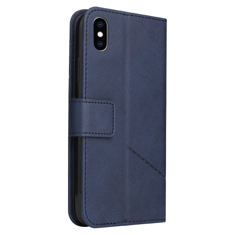 For iPhone X / XS GQUTROBE Right Angle Leather Phone Case(Blue) - HoMEdemic™ 