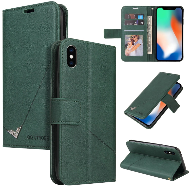 For iPhone X / XS GQUTROBE Right Angle Leather Phone Case(Green) - HoMEdemic™ 