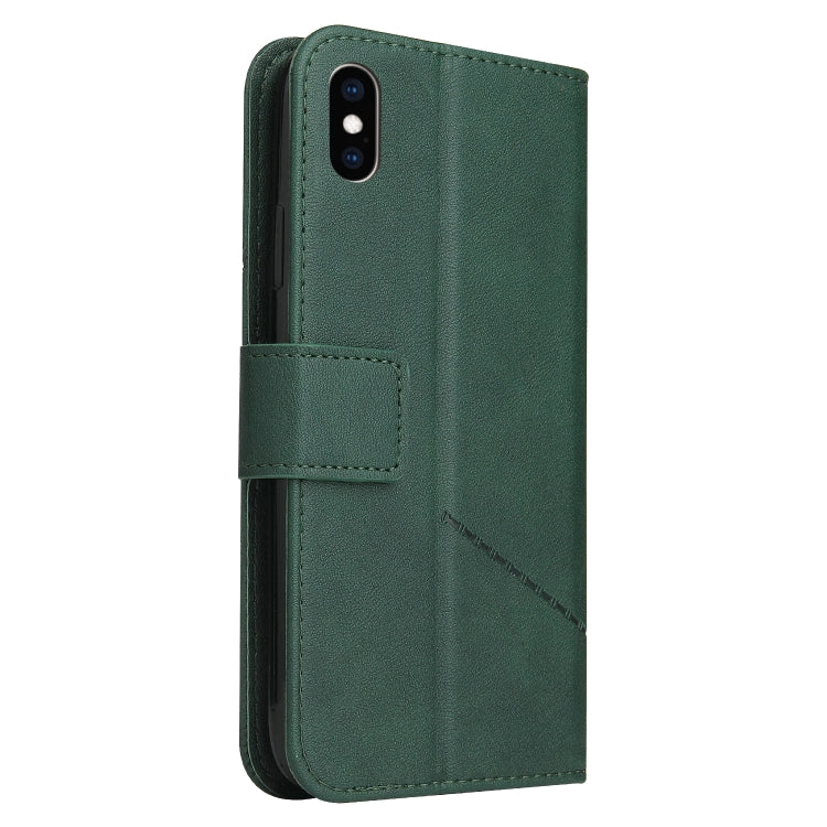 For iPhone X / XS GQUTROBE Right Angle Leather Phone Case(Green) - HoMEdemic™ 