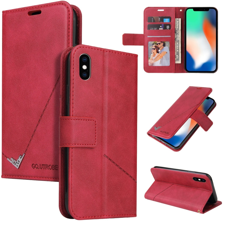 For iPhone X / XS GQUTROBE Right Angle Leather Phone Case(Red) - HoMEdemic™ 