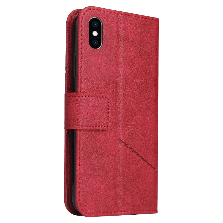 For iPhone X / XS GQUTROBE Right Angle Leather Phone Case(Red) - HoMEdemic™ 