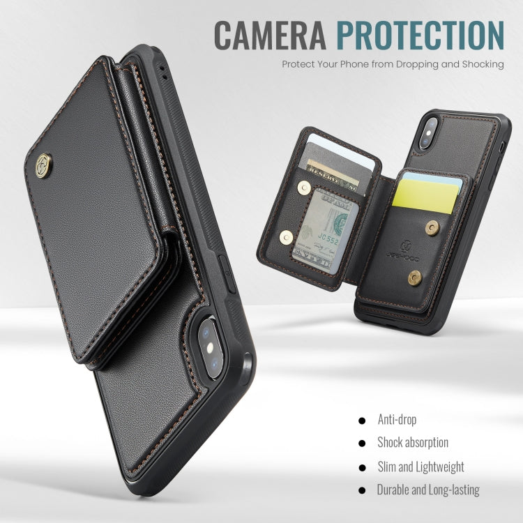 For iPhone X / XS JEEHOOD J05 Business Magnetic Style RFID Leather Phone Case(Black) - HoMEdemic™ 
