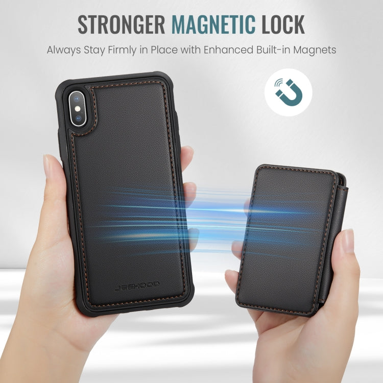 For iPhone X / XS JEEHOOD J05 Business Magnetic Style RFID Leather Phone Case(Black) - HoMEdemic™ 