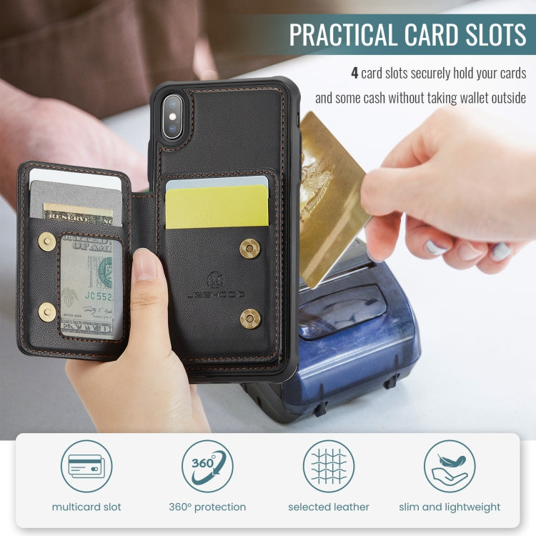 For iPhone X / XS JEEHOOD J05 Business Magnetic Style RFID Leather Phone Case(Black) - HoMEdemic™ 