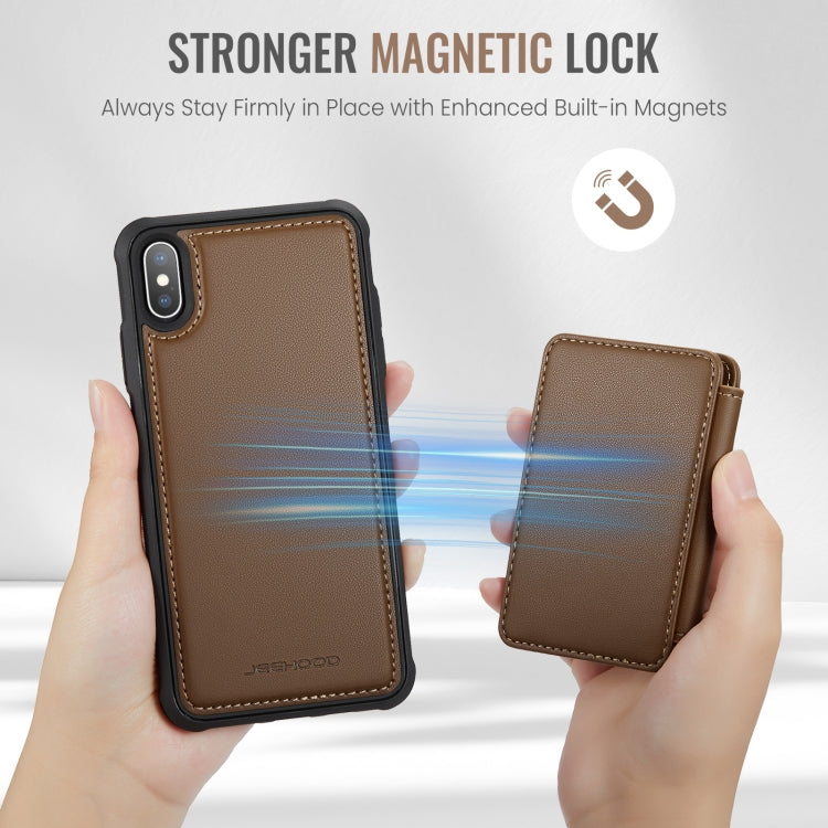 For iPhone X / XS JEEHOOD J05 Business Magnetic Style RFID Leather Phone Case(Brown) - HoMEdemic™ 