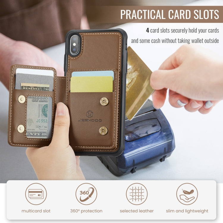 For iPhone X / XS JEEHOOD J05 Business Magnetic Style RFID Leather Phone Case(Brown) - HoMEdemic™ 
