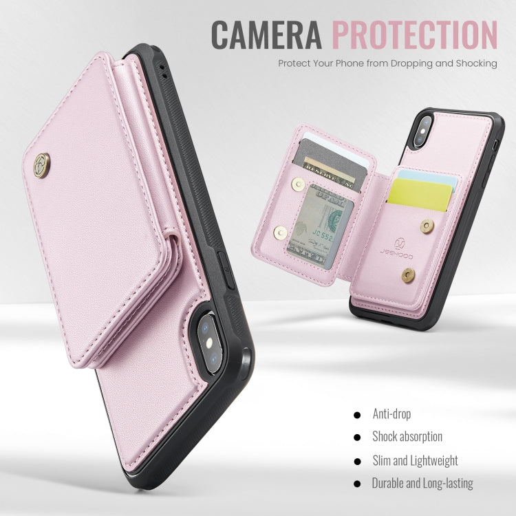 For iPhone X / XS JEEHOOD J05 Business Magnetic Style RFID Leather Phone Case(Pink) - HoMEdemic™ 