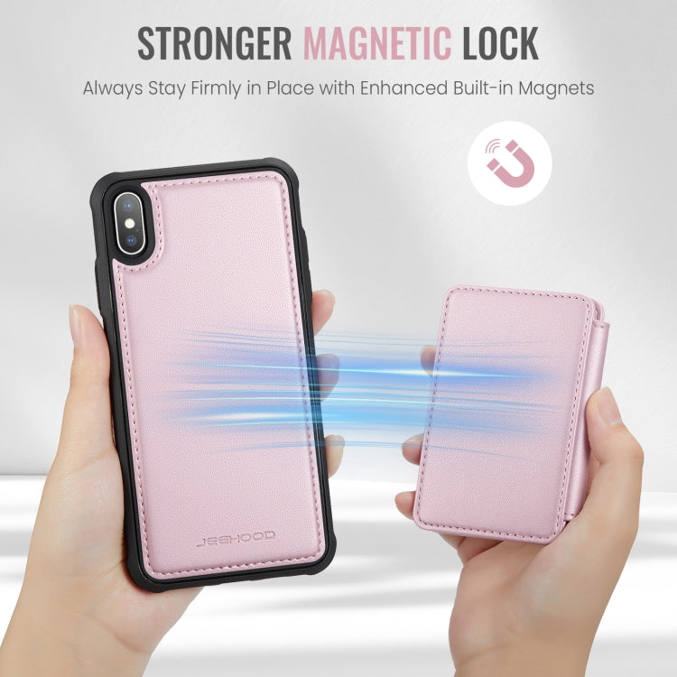 For iPhone X / XS JEEHOOD J05 Business Magnetic Style RFID Leather Phone Case(Pink) - HoMEdemic™ 