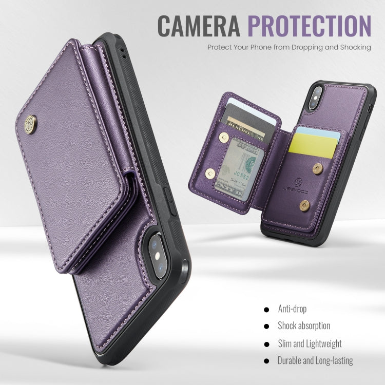 For iPhone X / XS JEEHOOD J05 Business Magnetic Style RFID Leather Phone Case(Purple) - HoMEdemic™ 