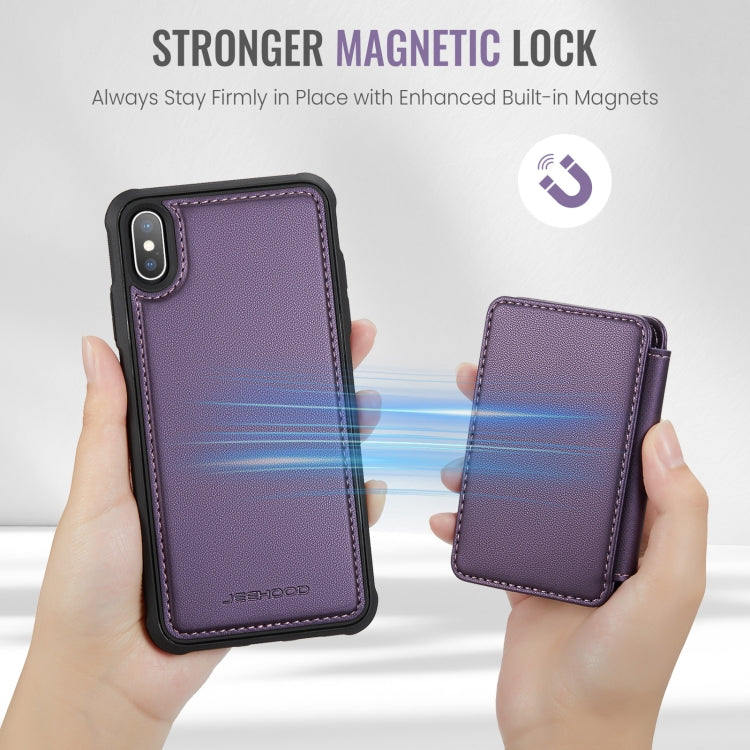 For iPhone X / XS JEEHOOD J05 Business Magnetic Style RFID Leather Phone Case(Purple) - HoMEdemic™ 