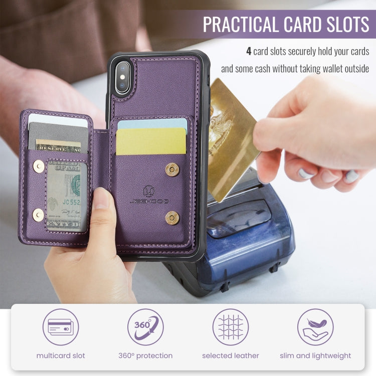 For iPhone X / XS JEEHOOD J05 Business Magnetic Style RFID Leather Phone Case(Purple) - HoMEdemic™ 