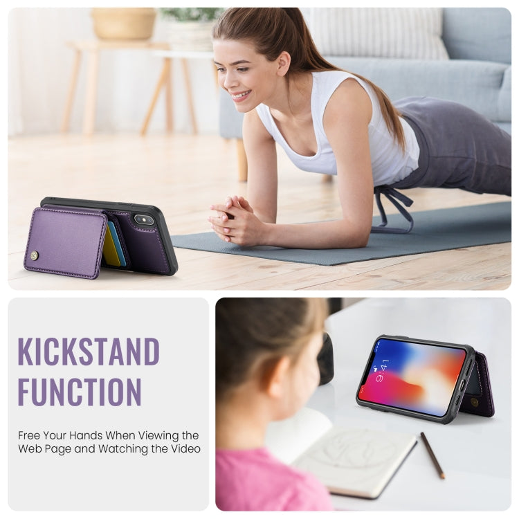 For iPhone X / XS JEEHOOD J05 Business Magnetic Style RFID Leather Phone Case(Purple) - HoMEdemic™ 