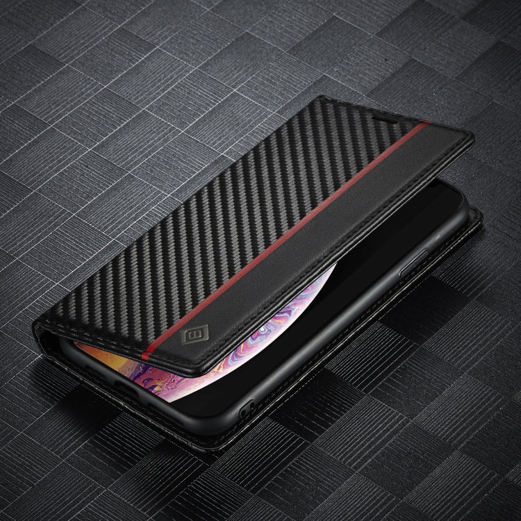 For iPhone X / XS LC.IMEEKE Carbon Fiber PU + TPU Horizontal Flip Leather Case with Holder & Card Slot & Wallet(Vertical Black) - HoMEdemic™ 