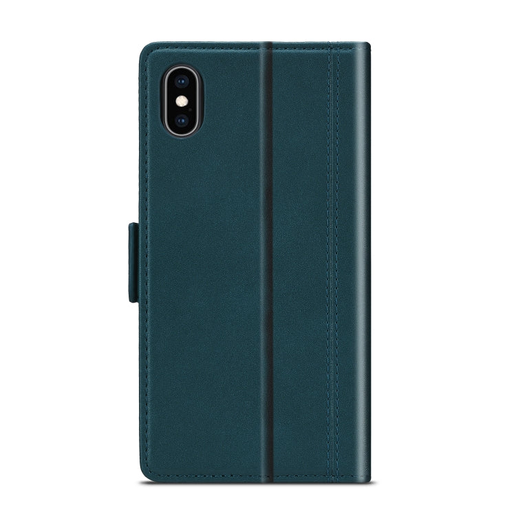 For iPhone X / XS LC.IMEEKE Magnetic Buckle PU + TPU Horizontal Flip Leather Case with Holder & Card Slots & Wallet(Blue) - HoMEdemic™ 