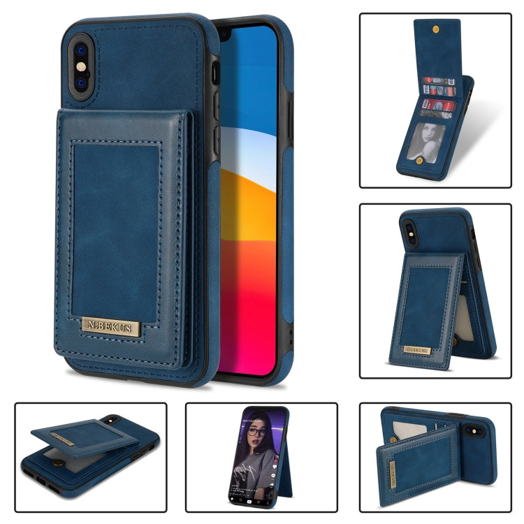 For iPhone X / XS N.BEKUS Vertical Flip Card Slot RFID Phone Case(Blue) - HoMEdemic™ 