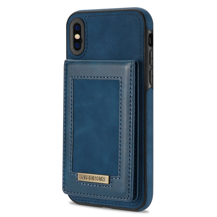 For iPhone X / XS N.BEKUS Vertical Flip Card Slot RFID Phone Case(Blue) - HoMEdemic™ 