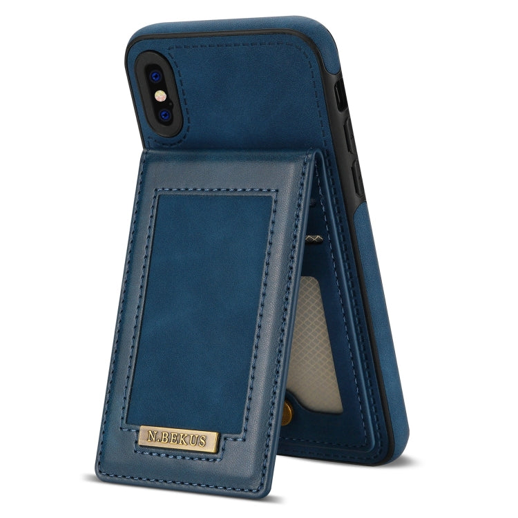For iPhone X / XS N.BEKUS Vertical Flip Card Slot RFID Phone Case(Blue) - HoMEdemic™ 