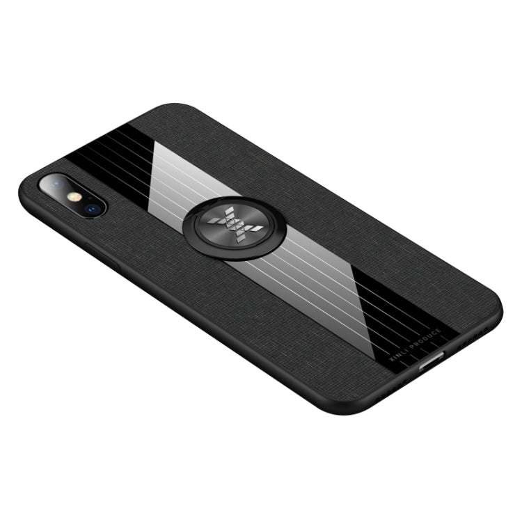 For iPhone X / XS XINLI Stitching Cloth Texture Shockproof TPU Protective Case with Ring Holder(Black) - HoMEdemic™ 