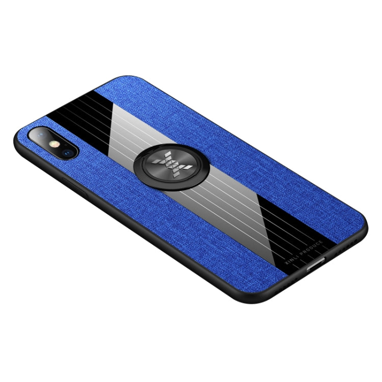 For iPhone X / XS XINLI Stitching Cloth Texture Shockproof TPU Protective Case with Ring Holder(Blue) - HoMEdemic™ 