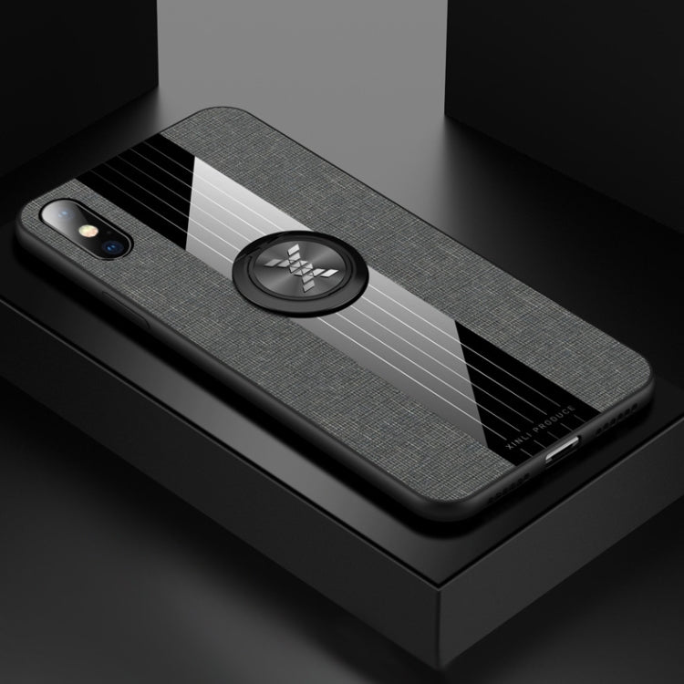 For iPhone X / XS XINLI Stitching Cloth Texture Shockproof TPU Protective Case with Ring Holder(Grey) - HoMEdemic™ 