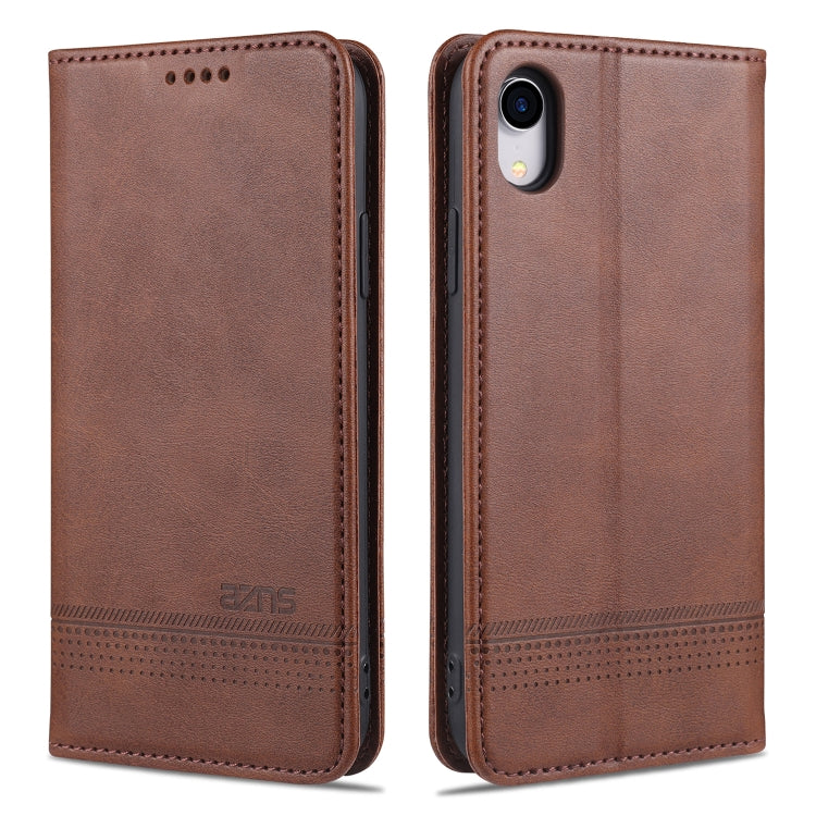 For iPhone XR AZNS Magnetic Calf Texture Horizontal Flip Leather Case with Card Slots & Holder & Wallet(Dark Brown) - HoMEdemic™ 