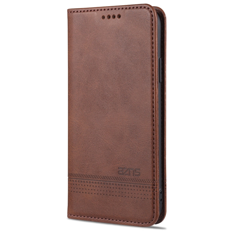 For iPhone XR AZNS Magnetic Calf Texture Horizontal Flip Leather Case with Card Slots & Holder & Wallet(Dark Brown) - HoMEdemic™ 