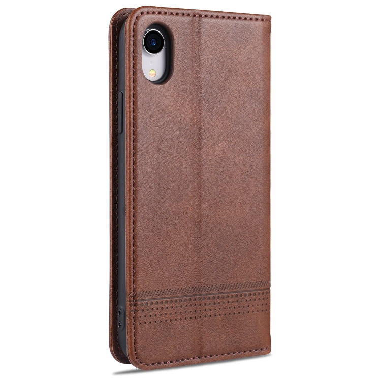 For iPhone XR AZNS Magnetic Calf Texture Horizontal Flip Leather Case with Card Slots & Holder & Wallet(Dark Brown) - HoMEdemic™ 