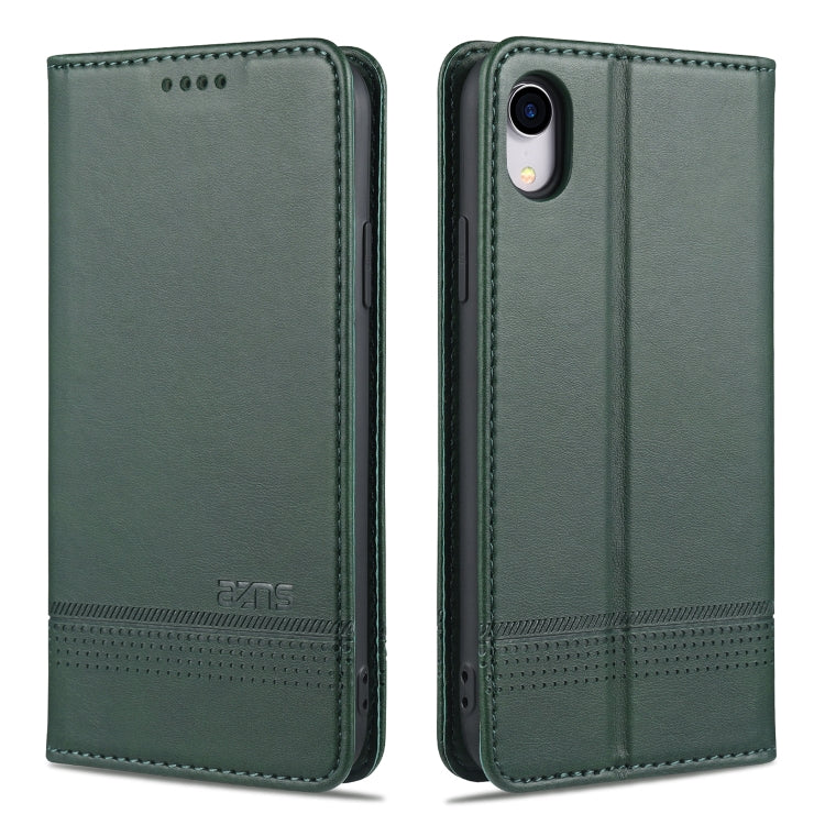 For iPhone XR AZNS Magnetic Calf Texture Horizontal Flip Leather Case with Card Slots & Holder & Wallet(Dark Green) - HoMEdemic™ 