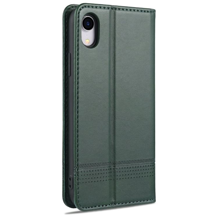 For iPhone XR AZNS Magnetic Calf Texture Horizontal Flip Leather Case with Card Slots & Holder & Wallet(Dark Green) - HoMEdemic™ 