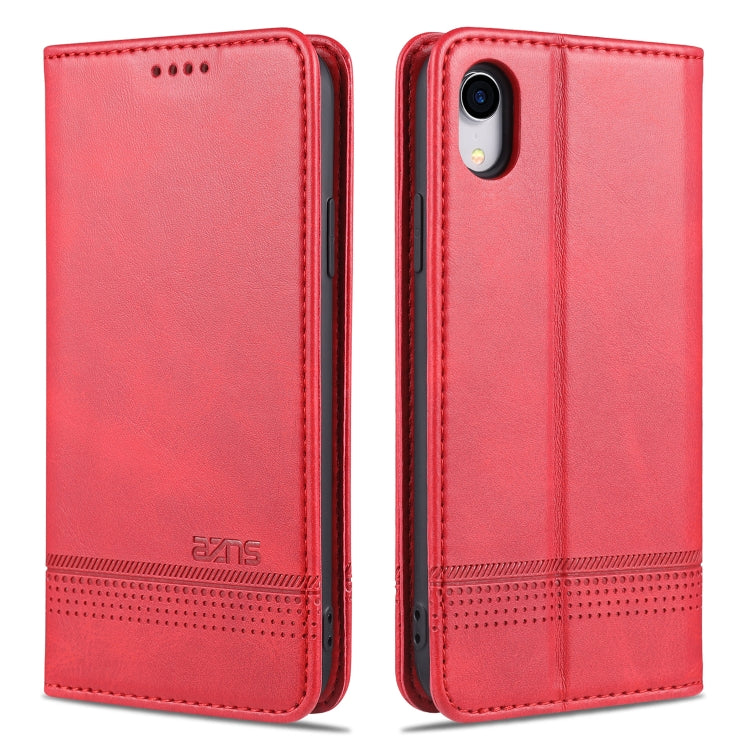 For iPhone XR AZNS Magnetic Calf Texture Horizontal Flip Leather Case with Card Slots & Holder & Wallet(Red) - HoMEdemic™ 