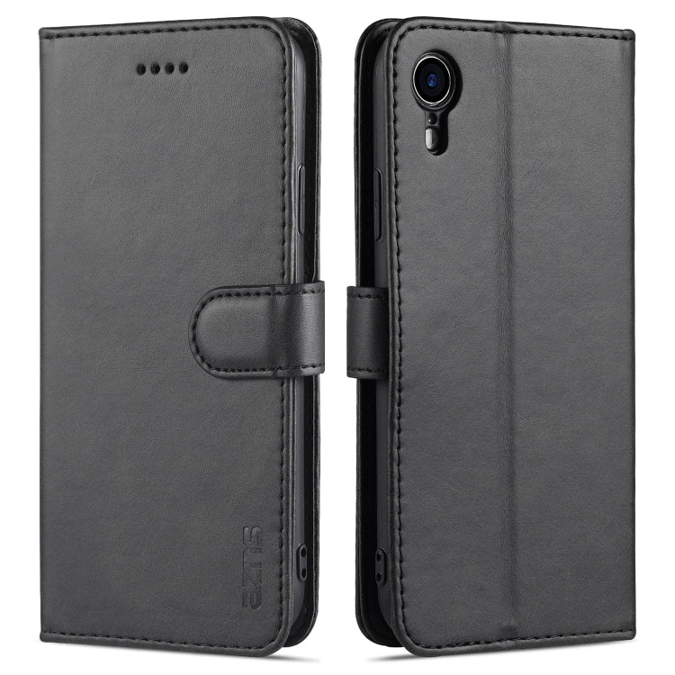 For iPhone XR AZNS Skin Feel Calf Texture Horizontal Flip Leather Case with Card Slots & Holder & Wallet(Black) - HoMEdemic™ 
