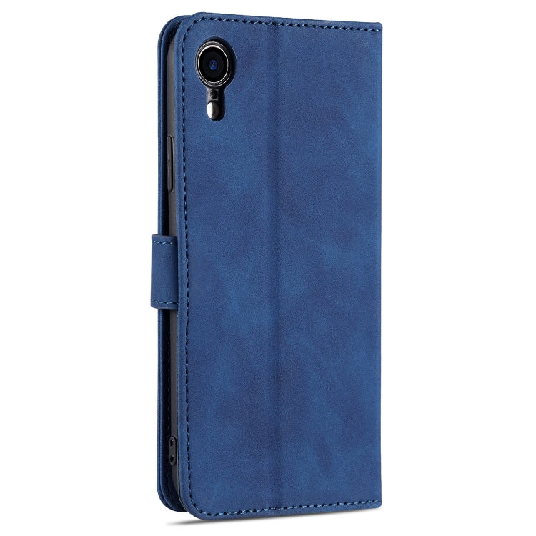 For iPhone XR AZNS Skin Feel Calf Texture Horizontal Flip Leather Case with Card Slots & Holder & Wallet(Blue) - HoMEdemic™ 