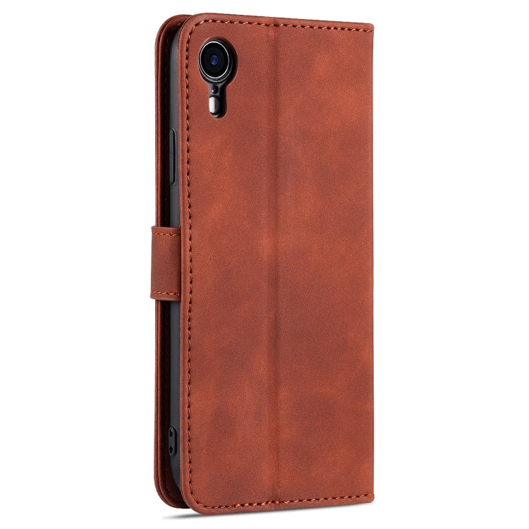 For iPhone XR AZNS Skin Feel Calf Texture Horizontal Flip Leather Case with Card Slots & Holder & Wallet(Brown) - HoMEdemic™ 
