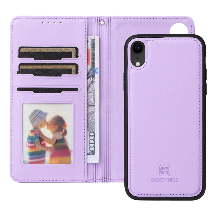 For iPhone XR BETOPNICE BN-005 2 in 1 Detachable Imitate Genuine Leather Phone Case(Light Purple) - HoMEdemic™ 