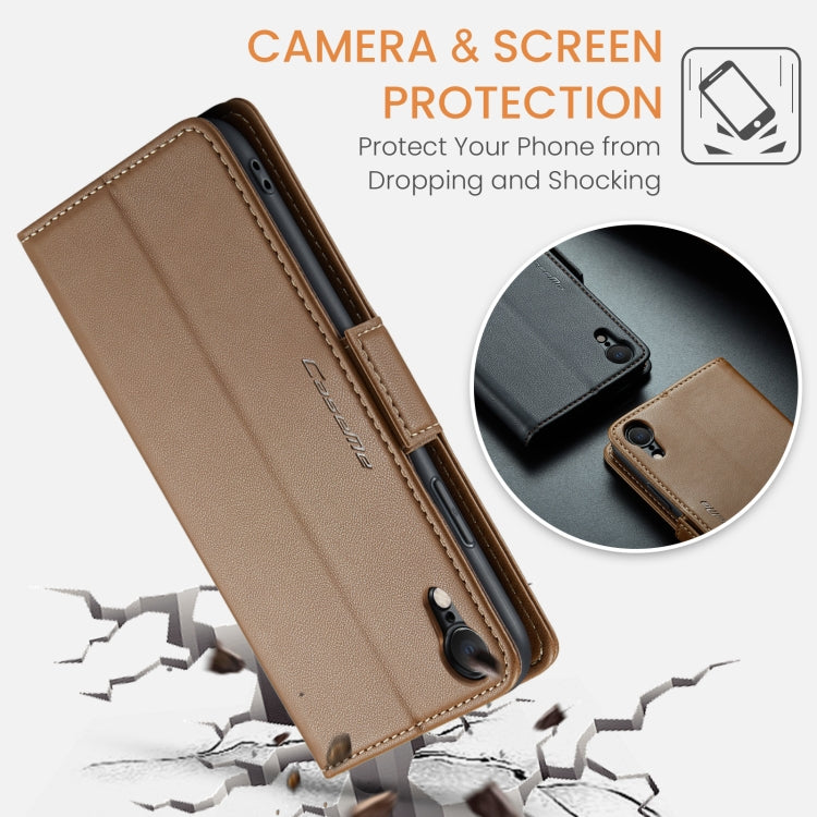 For iPhone XR CaseMe 023 Butterfly Buckle Litchi Texture RFID Anti-theft Leather Phone Case(Brown) - HoMEdemic™ 