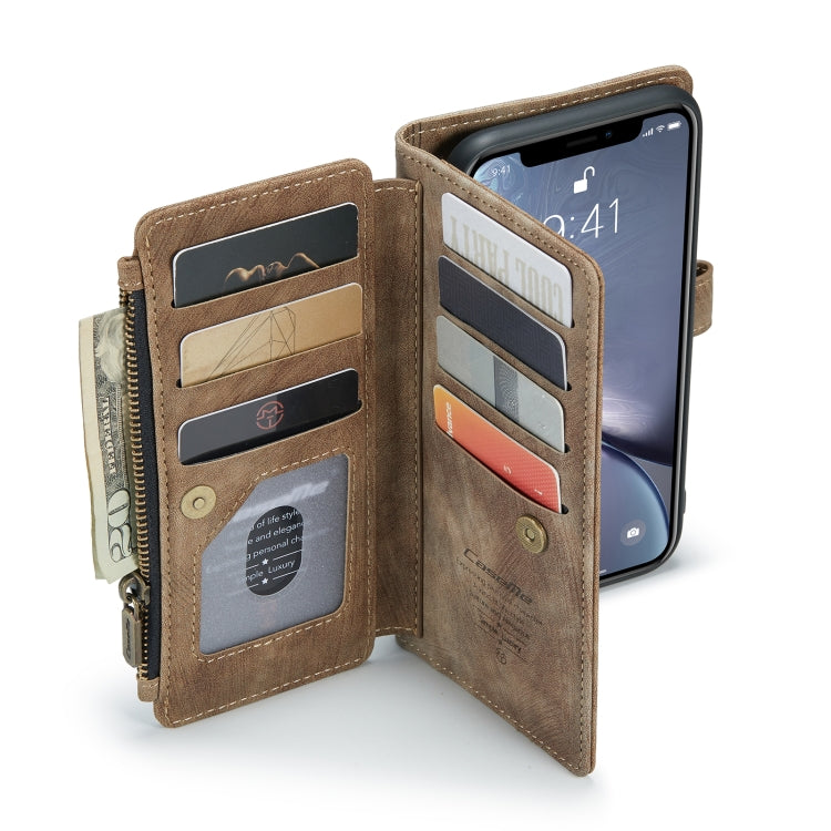 For iPhone XR CaseMe-C30 PU + TPU Multifunctional Horizontal Flip Leather Case with Holder & Card Slot & Wallet & Zipper Pocket(Brown) - HoMEdemic™ 