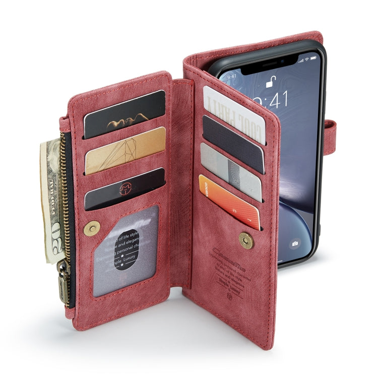 For iPhone XR CaseMe-C30 PU + TPU Multifunctional Horizontal Flip Leather Case with Holder & Card Slot & Wallet & Zipper Pocket(Red) - HoMEdemic™ 