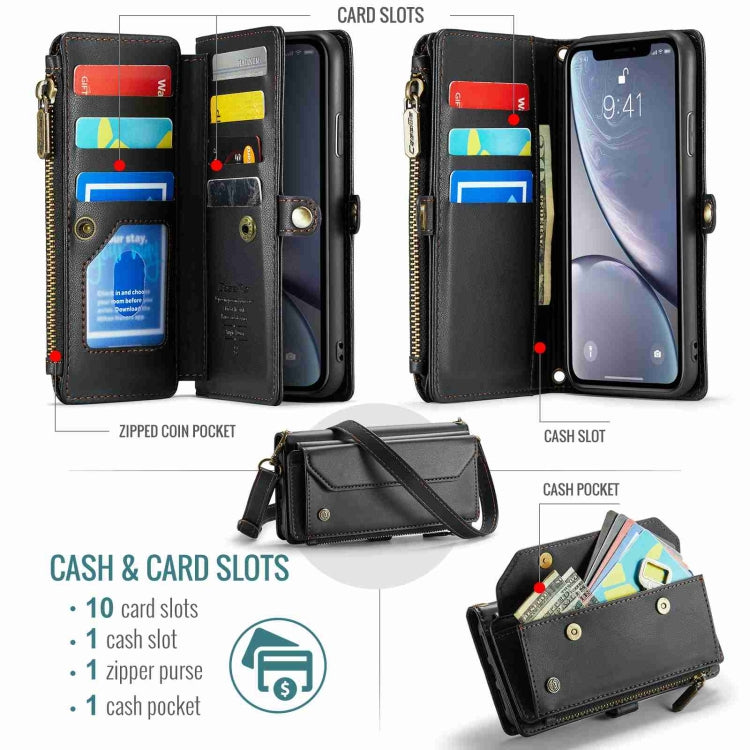 For iPhone XR CaseMe C36 Card Slots Zipper Wallet RFID Anti-theft Leather Phone Case(Black) - HoMEdemic™ 
