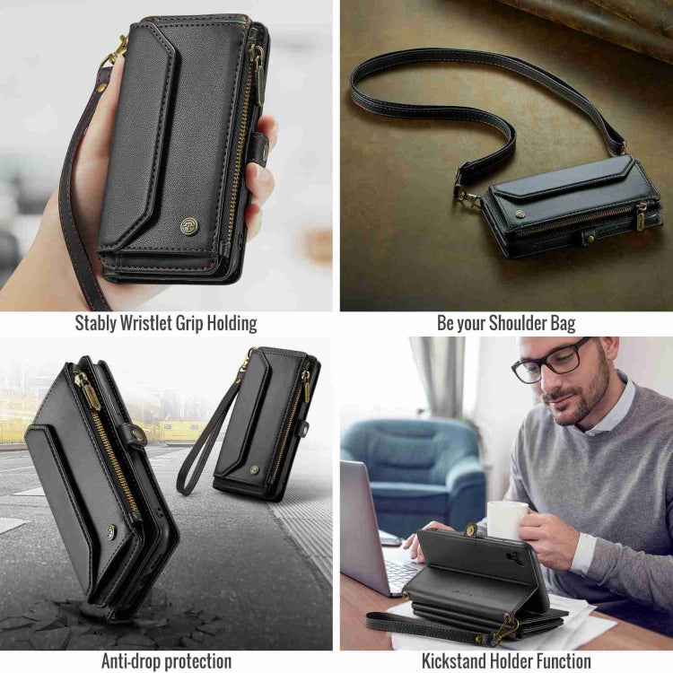 For iPhone XR CaseMe C36 Card Slots Zipper Wallet RFID Anti-theft Leather Phone Case(Black) - HoMEdemic™ 