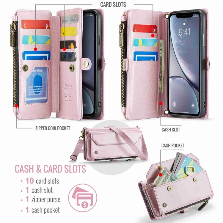 For iPhone XR CaseMe C36 Card Slots Zipper Wallet RFID Anti-theft Leather Phone Case(Pink) - HoMEdemic™ 