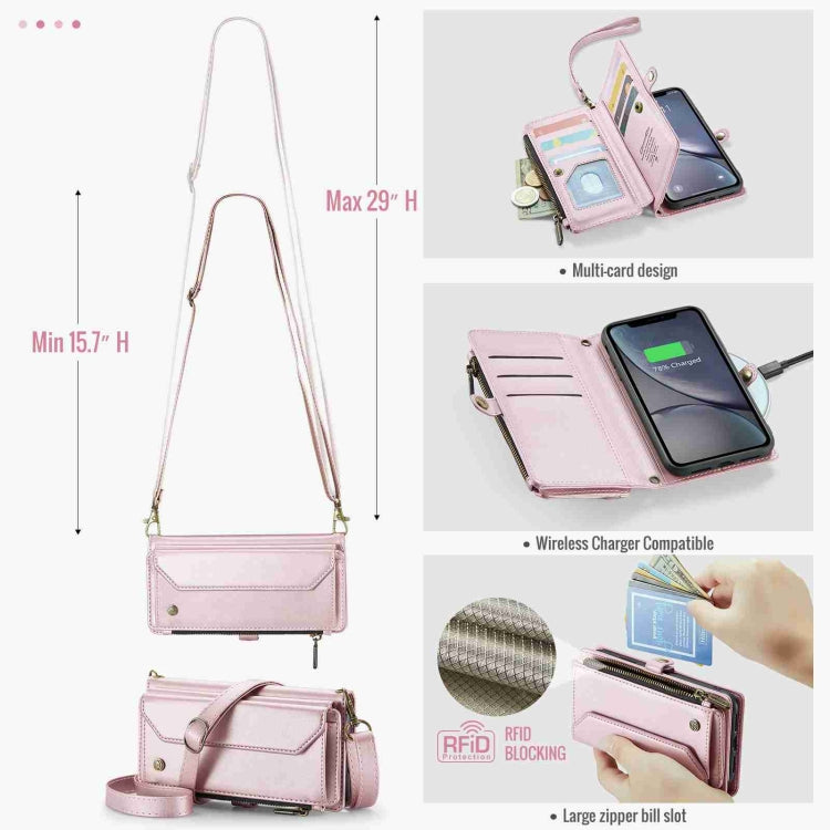 For iPhone XR CaseMe C36 Card Slots Zipper Wallet RFID Anti-theft Leather Phone Case(Pink) - HoMEdemic™ 