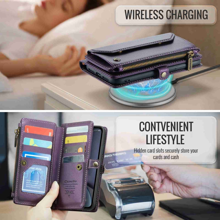 For iPhone XR CaseMe C36 Card Slots Zipper Wallet RFID Anti-theft Leather Phone Case(Purple) - HoMEdemic™ 