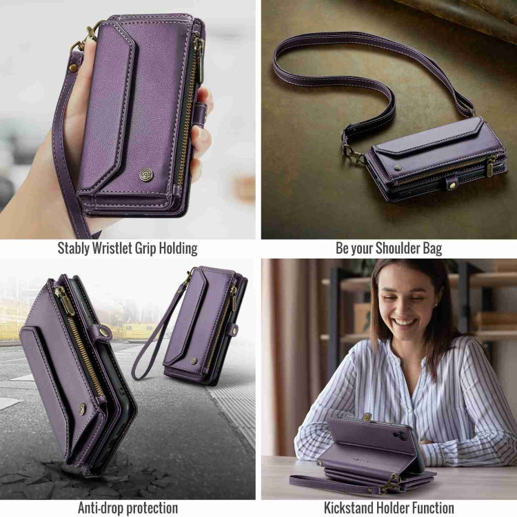 For iPhone XR CaseMe C36 Card Slots Zipper Wallet RFID Anti-theft Leather Phone Case(Purple) - HoMEdemic™ 