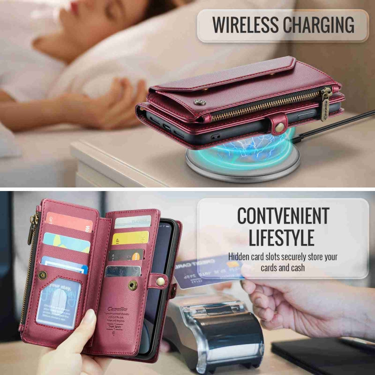 For iPhone XR CaseMe C36 Card Slots Zipper Wallet RFID Anti-theft Leather Phone Case(Wine Red) - HoMEdemic™ 