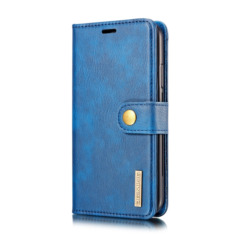 For iPhone XR DG.MING Crazy Horse Texture Flip Detachable Magnetic Leather Case with Holder & Card Slots & Wallet (Blue) - HoMEdemic™ 