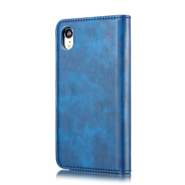 For iPhone XR DG.MING Crazy Horse Texture Flip Detachable Magnetic Leather Case with Holder & Card Slots & Wallet (Blue) - HoMEdemic™ 
