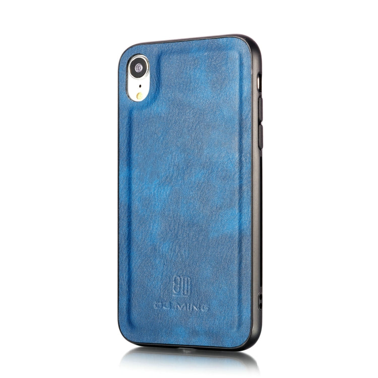 For iPhone XR DG.MING Crazy Horse Texture Flip Detachable Magnetic Leather Case with Holder & Card Slots & Wallet (Blue) - HoMEdemic™ 
