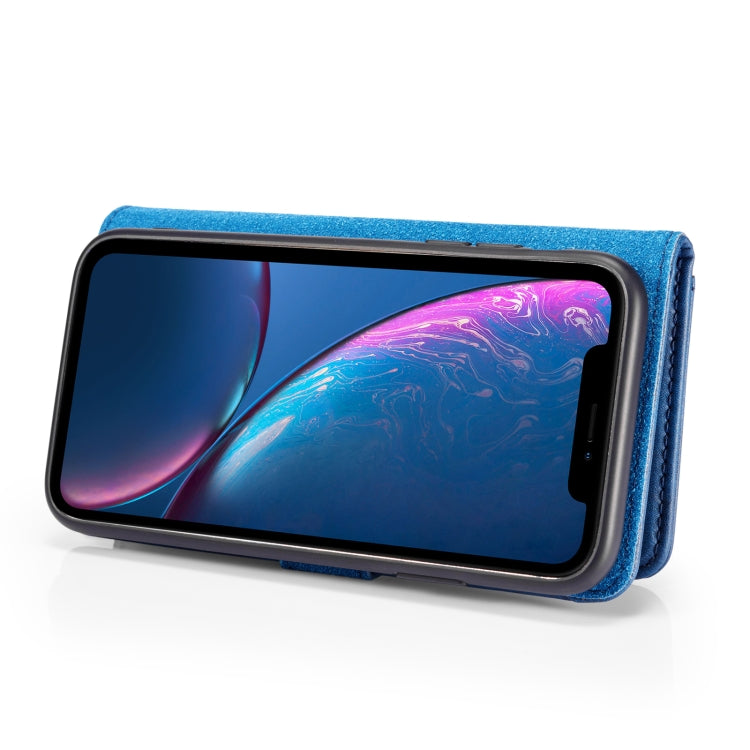 For iPhone XR DG.MING Crazy Horse Texture Flip Detachable Magnetic Leather Case with Holder & Card Slots & Wallet (Blue) - HoMEdemic™ 