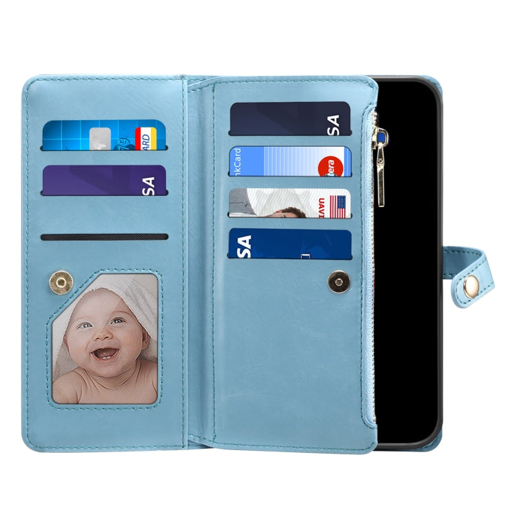 For iPhone XR ESEBLE Star Series Lanyard Zipper Wallet RFID Leather Case(Blue) - HoMEdemic™ 